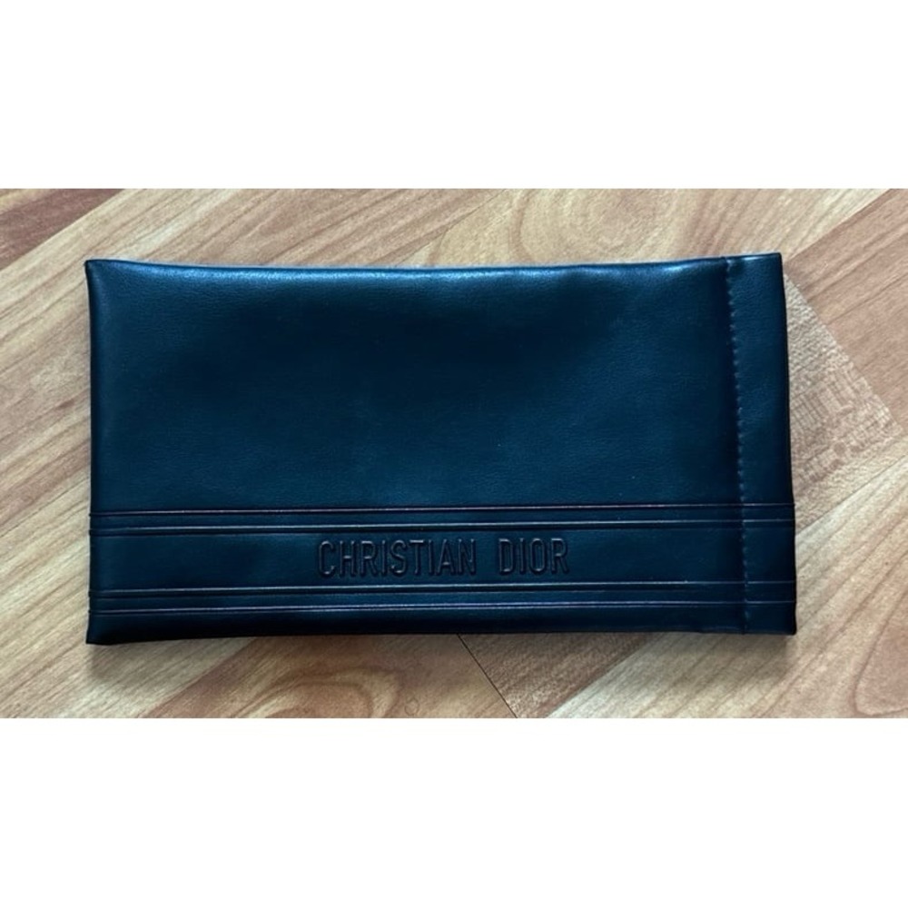 Authentic Christian Dior Black Leather Sunglasses Eyeglasses Case Pouch Sleeve